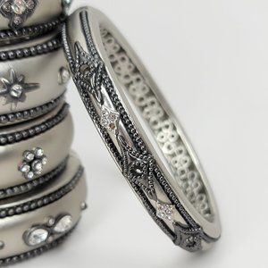 NWT Art Deco Pave CZ Hinged Magnetic Cuff Bangle
